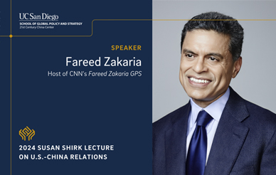 Promotional graphic for the Fareed Zakaria talk "Winning the Cold Peace: a New Path to U.S.-China Relations"