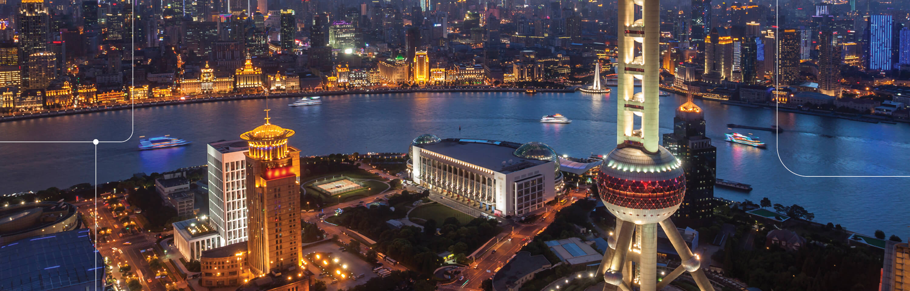 Shanghai skyline at late dusk