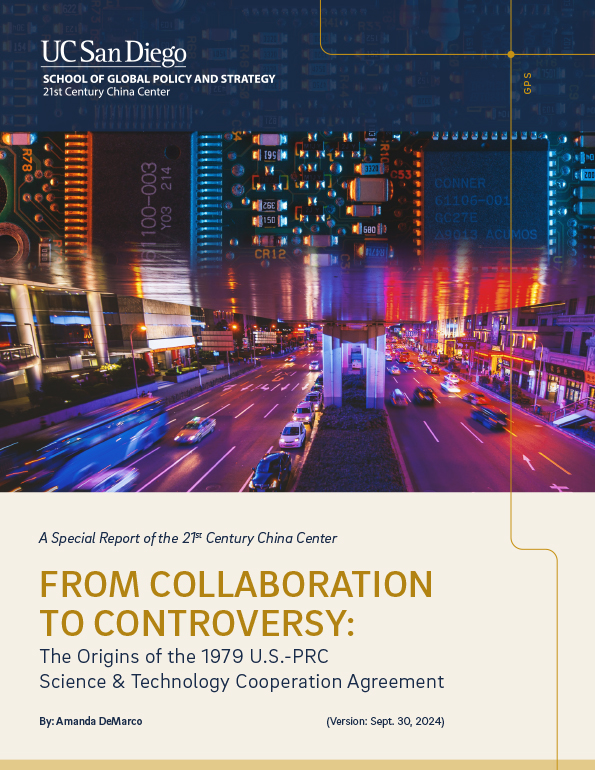 Cover for the report "From Collaboration to Controversy: The Origins of the 1979 U.S.-PRC Science & Technology Cooperation Agreement"